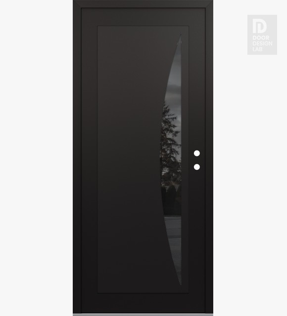Modern Steel Front Door Diamond C13 36" x 80" black/black mirrored Glass Panel black LHI
