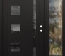 Modern Steel Front Door Diamond C3 50" x 80" black/black mirrored Glass Panel black LHI with Sidelite clear Glass