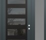 Modern Steel Front Door Diamond C9 52" x 96" anthracite/anthracite mirrored Glass Panel black LHI with Sidelite and Transom frosted Glass