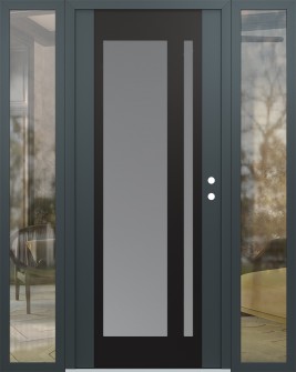 Diamond C15 60" x 80" anthracite/anthracite frosted Glass Panel black LHI with 2 Sidelites clear Glass