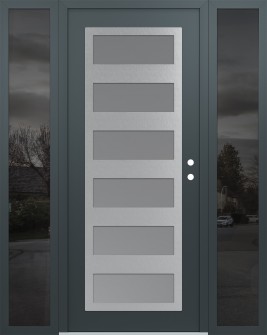Diamond C9 64" x 80" anthracite/anthracite frosted Glass Panel stainless steel LHI with 2 Sidelites mirrored Glass
