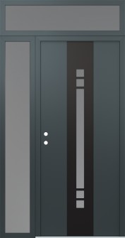 DIAMOND A4 48" X 96" ANTHRACITE/ANTHRACITE FROSTED GLASS PANEL BLACK RHI WITH SIDELITE AND TRANSOM FROSTED GLASS