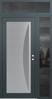 Diamond C13 52" x 96" anthracite/anthracite frosted Glass Panel stainless steel LHI with Sidelite and Transom mirrored Glass