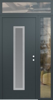 DIAMOND A11 48" X 96" ANTHRACITE/ANTHRACITE FROSTED GLASS PANEL STAINLESS STEEL LHI WITH SIDELITE AND TRANSOM CLEAR GLASS