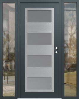 Diamond C2 60" x 80" anthracite/anthracite frosted Glass Panel stainless steel LHI with 2 Sidelites clear Glass