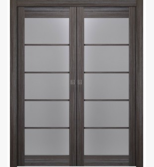 Palladio 5 Lite Vetro Gray Oak Double pocket doors