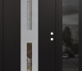 Modern Steel Front Door DIAMOND A6 48" X 80" BLACK/BLACK CLEAR GLASS PANEL STAINLESS STEEL LHI WITH SIDELITE MIRRORED GLASS