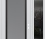 Modern Steel Front Door Diamond C1 48" x 96" white/white frosted Glass Panel black LHI with Sidelite and Transom mirrored Glass