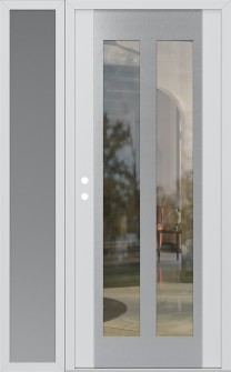 Diamond C14 48" x 80" white/white clear Glass Panel stainless steel RHI with Sidelite frosted Glass