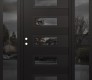 Modern Steel Front Door Diamond D3 64" x 80" black/black mirrored Glass Panel black RHI with 2 Sidelites mirrored Glass