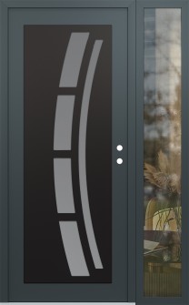 Diamond C12 52" x 80" anthracite/anthracite frosted Glass Panel black LHI with Sidelite clear Glass