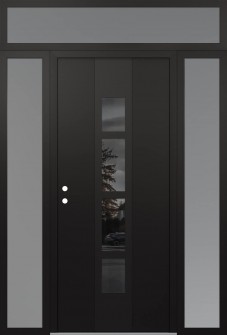 DIAMOND A10 60" X 96" BLACK/BLACK MIRRORED GLASS PANEL BLACK RHI WITH 2 SIDELITES AND TRANSOM FROSTED GLASS