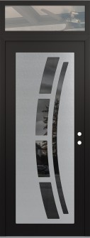 Diamond C12 36" x 96" black/black mirrored Glass Panel stainless steel LHI with Transom clear Glass