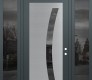Modern Steel Front Door Diamond C4 60" x 96" anthracite/anthracite mirrored Glass Panel stainless steel LHI with 2 Sidelites and Transom mirrored Glass