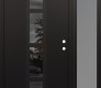 Modern Steel Front Door DIAMOND A10 48" X 80" BLACK/BLACK MIRRORED GLASS PANEL BLACK LHI WITH SIDELITE FROSTED GLASS