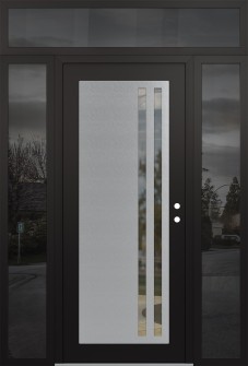 Diamond C6 64" x 96" black/black clear Glass Panel stainless steel LHI with 2 Sidelites and Transom mirrored Glass