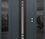 Modern Steel Front Door DIAMOND A4 64" X 80" ANTHRACITE/ANTHRACITE FROSTED GLASS PANEL BLACK LHI WITH 2 SIDELITES MIRRORED GLASS