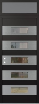 Diamond D5 36" x 96" black/black clear Glass Panel stainless steel RHI with Transom frosted Glass