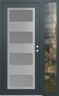 Diamond C2 50" x 80" anthracite/anthracite frosted Glass Panel stainless steel LHI with Sidelite clear Glass