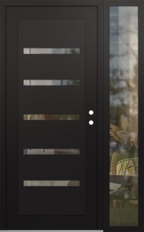 Diamond C7 52" x 80" black/black clear Glass Panel black LHI with Sidelite clear Glass