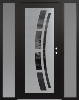 Diamond C12 60" x 80" black/black mirrored Glass Panel stainless steel LHI with 2 Sidelites frosted Glass