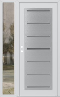 Diamond C11 52" x 80" white/white frosted Glass Panel stainless steel RHI with Sidelite clear Glass