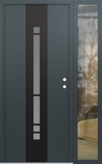 DIAMOND A3 50" X 80" ANTHRACITE/ANTHRACITE FROSTED GLASS PANEL BLACK LHI WITH SIDELITE CLEAR GLASS