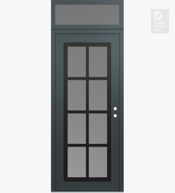 Modern Steel Front Door Diamond C16 36" x 96" anthracite/anthracite frosted Glass Panel black LHI with Transom frosted Glass