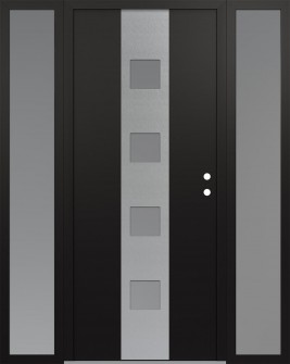 DIAMOND A12 64" X 80" BLACK/WHITE FROSTED GLASS PANEL STAINLESS STEEL LHI WITH 2 SIDELITES FROSTED GLASS