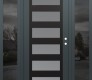 Modern Steel Front Door Diamond C9 68" x 80" anthracite/anthracite frosted Glass Panel black LHI with 2 Sidelites mirrored Glass