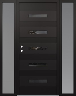 Diamond D9 68" x 80" black/black Mirrored Glass Panel black RHI with 2 Sidelites frosted Glass