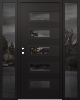 Diamond D3 64" x 80" black/black mirrored Glass Panel black RHI with 2 Sidelites mirrored Glass