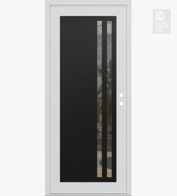 Modern Steel Front Door Diamond C6 36" x 80" white/white clear Glass Panel black LHI