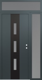 DIAMOND A7 48" X 96" ANTHRACITE/ANTHRACITE FROSTED GLASS PANEL BLACK LHI WITH SIDELITE AND TRANSOM FROSTED GLASS