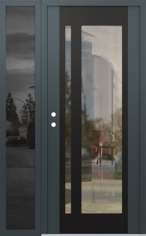 Diamond C15 48" x 80" anthracite/anthracite clear Glass Panel black RHI with Sidelite mirrored Glass