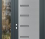 Modern Steel Front Door Diamond C8 48" x 96" anthracite/anthracite frosted Glass Panel stainless steel RHI with Sidelite and Transom clear Glass