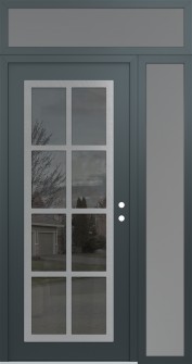 Diamond C16 50" x 96" anthracite/anthracite mirrored Glass Panel stainless steel LHI with Sidelite and Transom frosted Glass