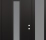 Modern Steel Front Door DIAMOND A11 52" X 96" BLACK/WHITE FROSTED GLASS PANEL BLACK LHI WITH SIDELITE AND TRANSOM FROSTED GLASS