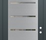 Modern Steel Front Door Diamond C11 36" x 96" anthracite/anthracite clear Glass Panel stainless steel LHI with Transom mirrored Glass