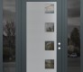 Modern Steel Front Door Diamond C5 64" x 96" anthracite/anthracite clear Glass Panel stainless steel LHI with 2 Sidelites and Transom mirrored Glass