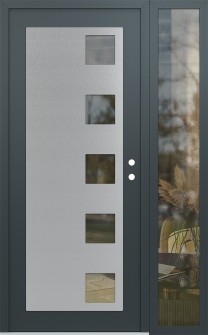 Diamond C5 48" x 80" anthracite/anthracite clear Glass Panel stainless steel LHI with Sidelite clear Glass