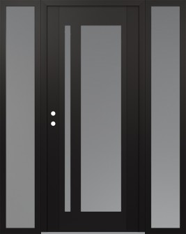 Diamond C15 60" x 80" black/white frosted Glass Panel black RHI with 2 Sidelites frosted Glass