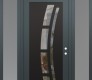 Modern Steel Front Door Diamond C12 60" x 96" anthracite/anthracite clear Glass Panel black LHI with 2 Sidelites and Transom frosted Glass
