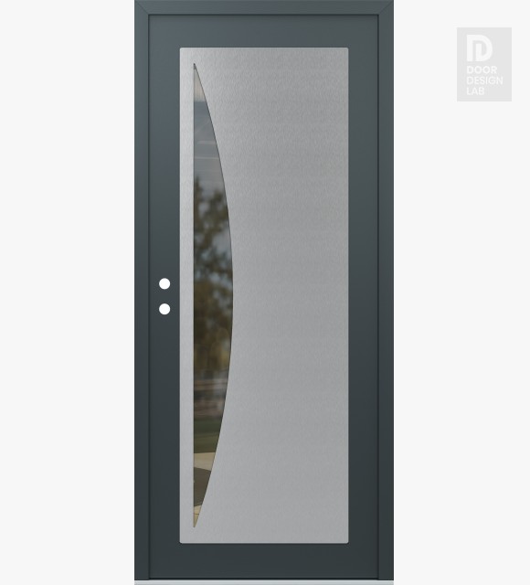 Modern Steel Front Door Diamond C13 36" x 80" anthracite/anthracite clear Glass Panel stainless steel RHI