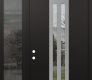 DIAMOND A8 52" X 96" BLACK/BLACK CLEAR GLASS PANEL STAINLESS STEEL LHI WITH SIDELITE AND TRANSOM MIRRORED GLASS