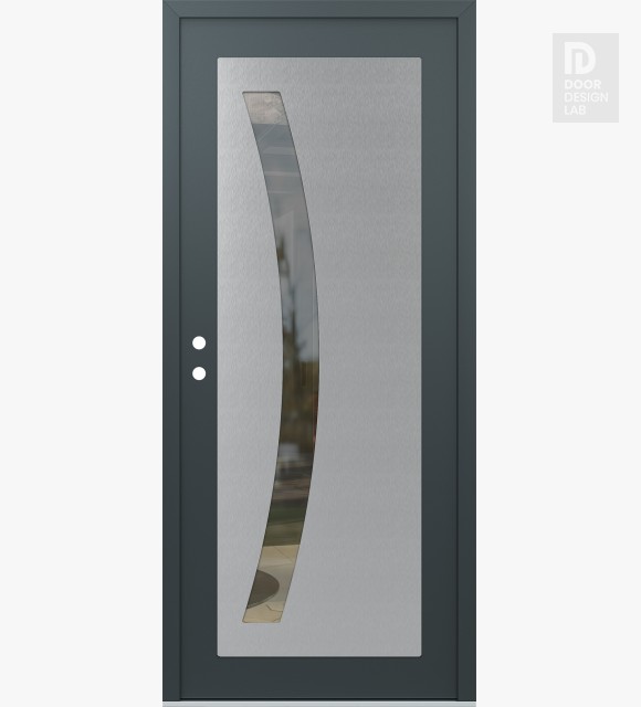 Modern Steel Front Door Diamond C4 36" x 80" anthracite/anthracite clear Glass Panel stainless steel RHI