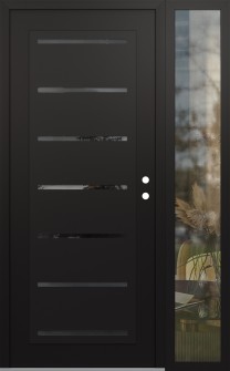 Diamond C11 52" x 80" black/black mirrored Glass Panel black LHI with Sidelite clear Glass