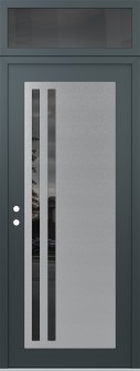 Diamond C6 36" x 96" anthracite/anthracite mirrored Glass Panel stainless steel RHI with Transom mirrored Glass
