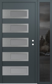 Diamond D3 50" x 80" anthracite/anthracite frosted Glass Panel stainless steel LHI with Sidelite mirrored Glass