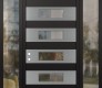 Modern Steel Front Door Diamond D5 68" x 96" black/black clear Glass Panel stainless steel RHI with 2 Sidelites and Transom clear Glass